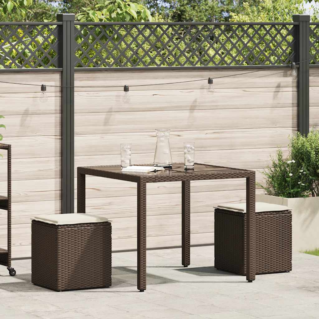 2 db barna polyrattan kerti szék párnával 40x40x43 cm