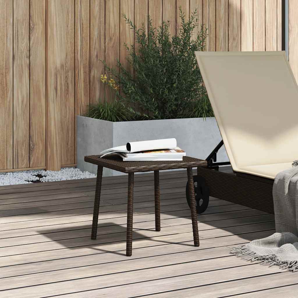 téglalap barna polyrattan kerti dohányzóasztal 40x40x37cm