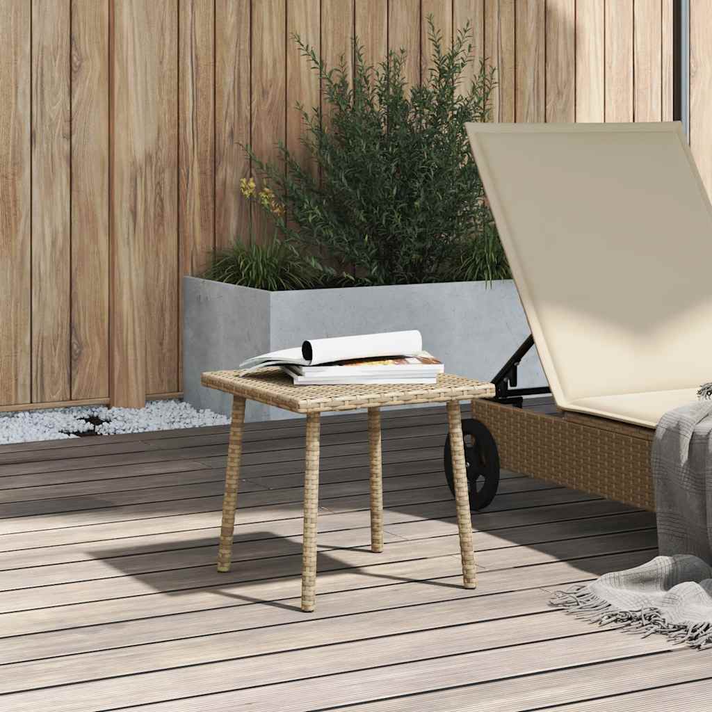 téglalap bézs polyrattan kerti dohányzóasztal 40x40x37cm