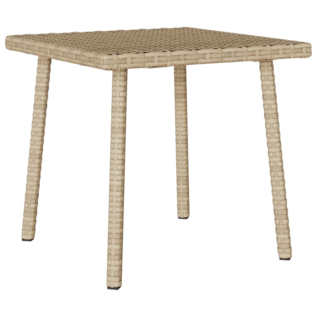 téglalap bézs polyrattan kerti dohányzóasztal 40x40x37cm