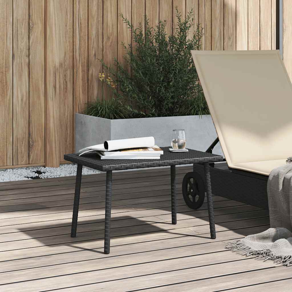 téglalap fekete polyrattan kerti dohányzóasztal 60x40x37cm