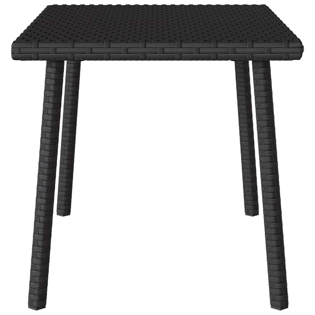 téglalap fekete polyrattan kerti dohányzóasztal 60x40x37cm