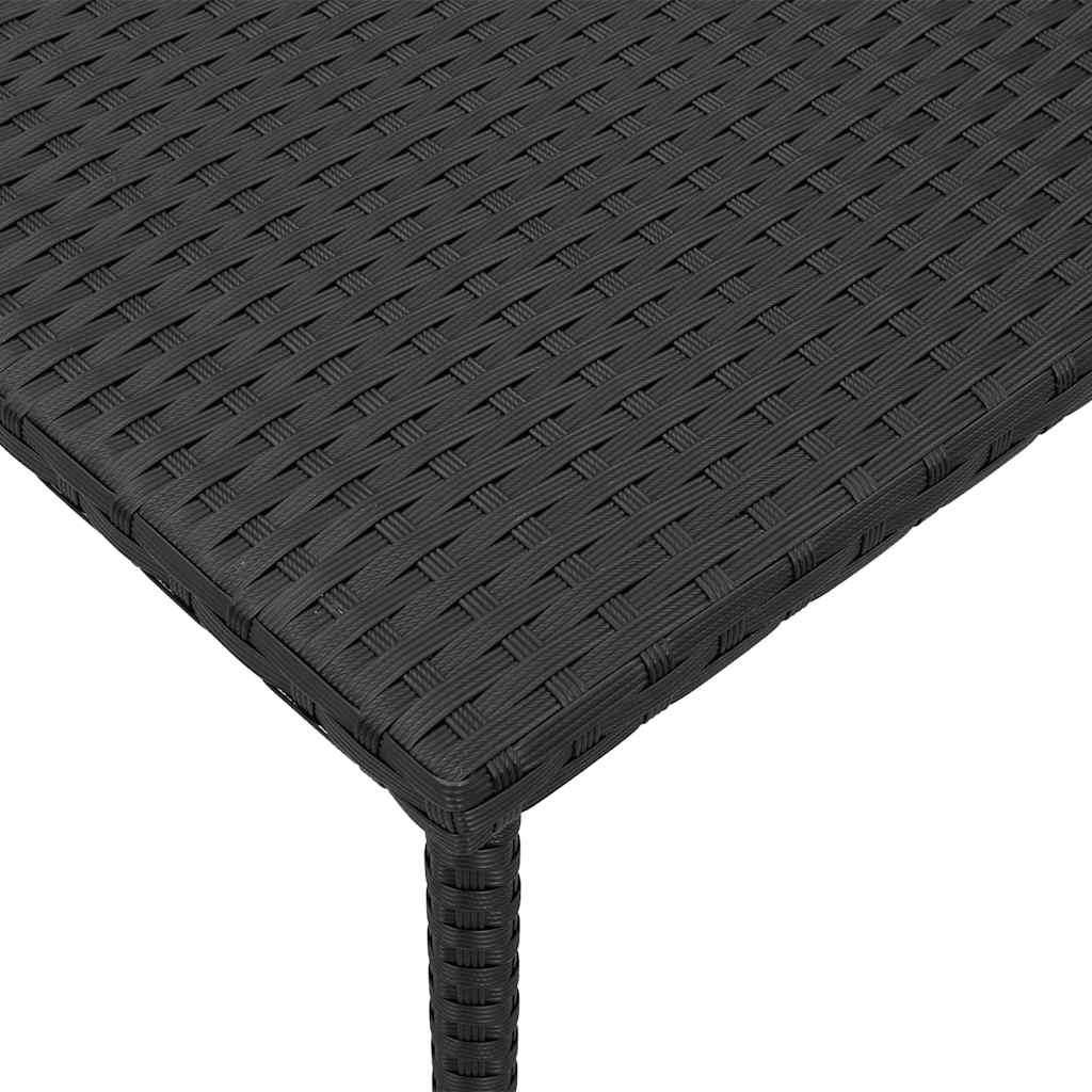 téglalap fekete polyrattan kerti dohányzóasztal 60x40x37cm
