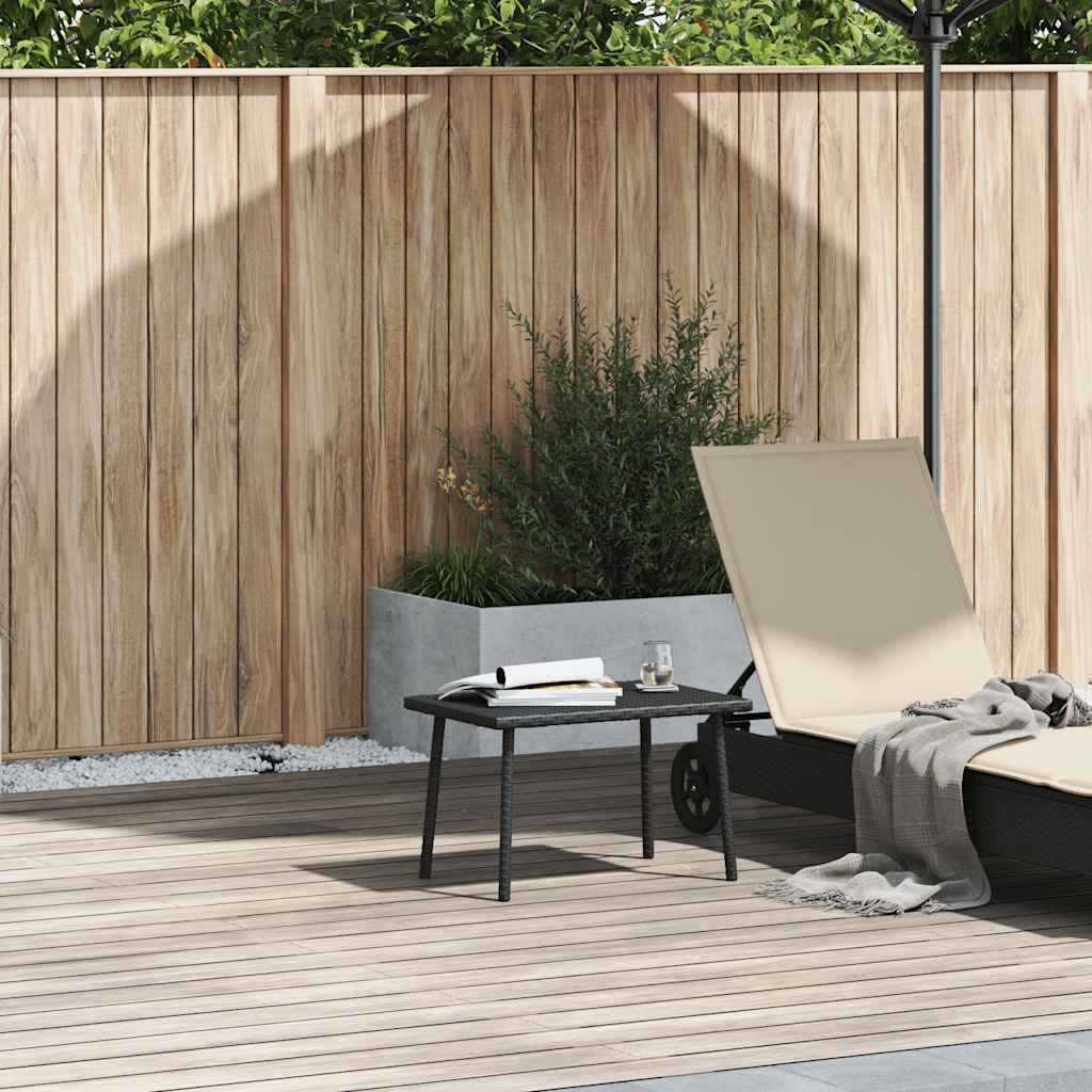téglalap fekete polyrattan kerti dohányzóasztal 60x40x37cm