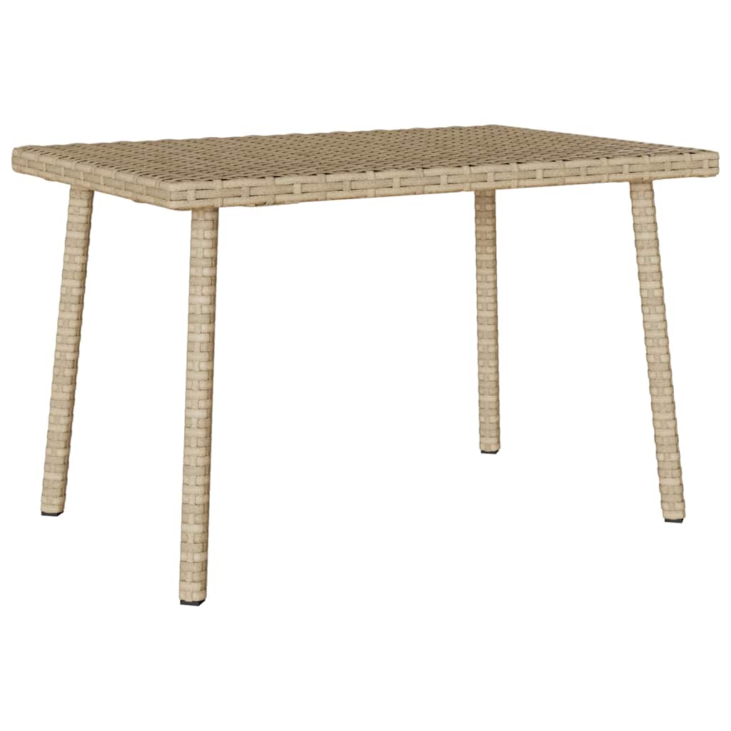téglalap bézs polyrattan kerti dohányzóasztal 60x40x37cm