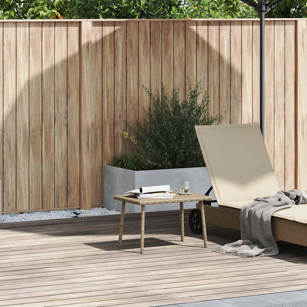 téglalap bézs polyrattan kerti dohányzóasztal 60x40x37cm