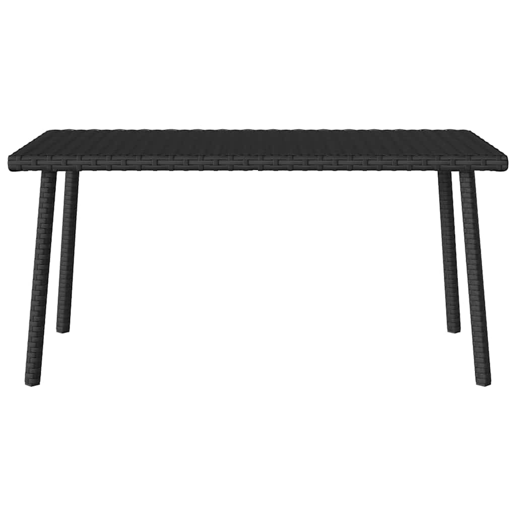 téglalap fekete polyrattan kerti dohányzóasztal 80x40x37cm