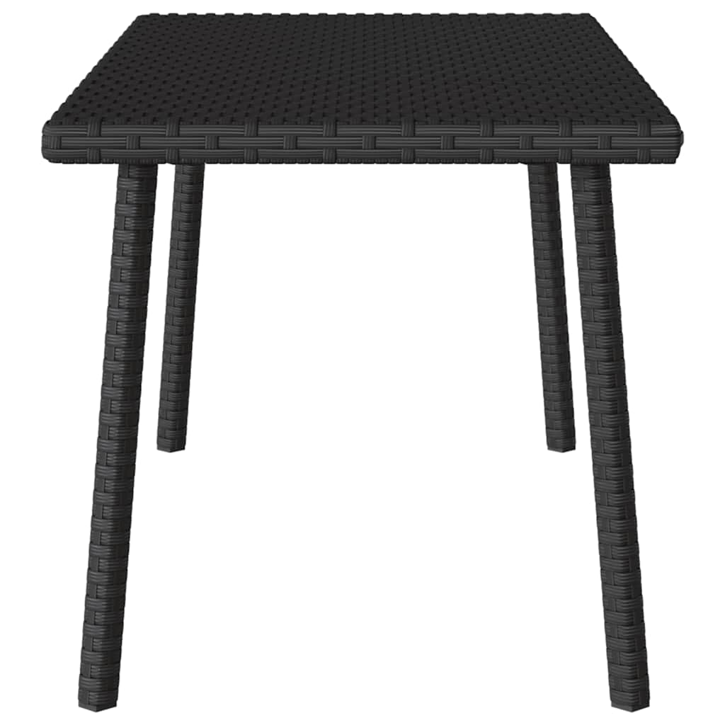 téglalap fekete polyrattan kerti dohányzóasztal 80x40x37cm