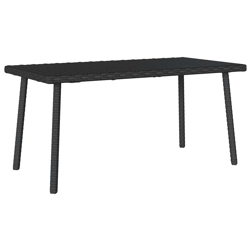 téglalap fekete polyrattan kerti dohányzóasztal 80x40x37cm