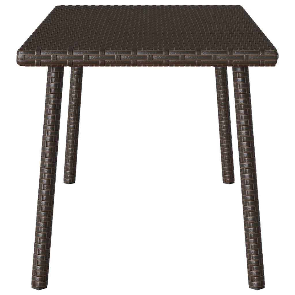 téglalap barna polyrattan kerti dohányzóasztal 80x40x37cm