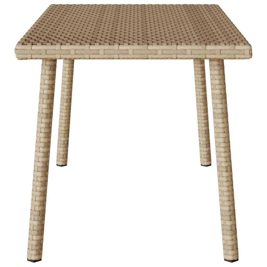 téglalap bézs polyrattan kerti dohányzóasztal 80x40x37cm