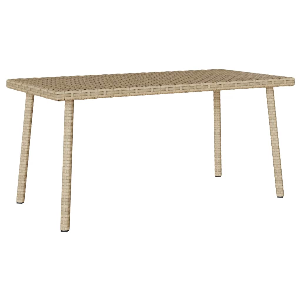 téglalap bézs polyrattan kerti dohányzóasztal 80x40x37cm