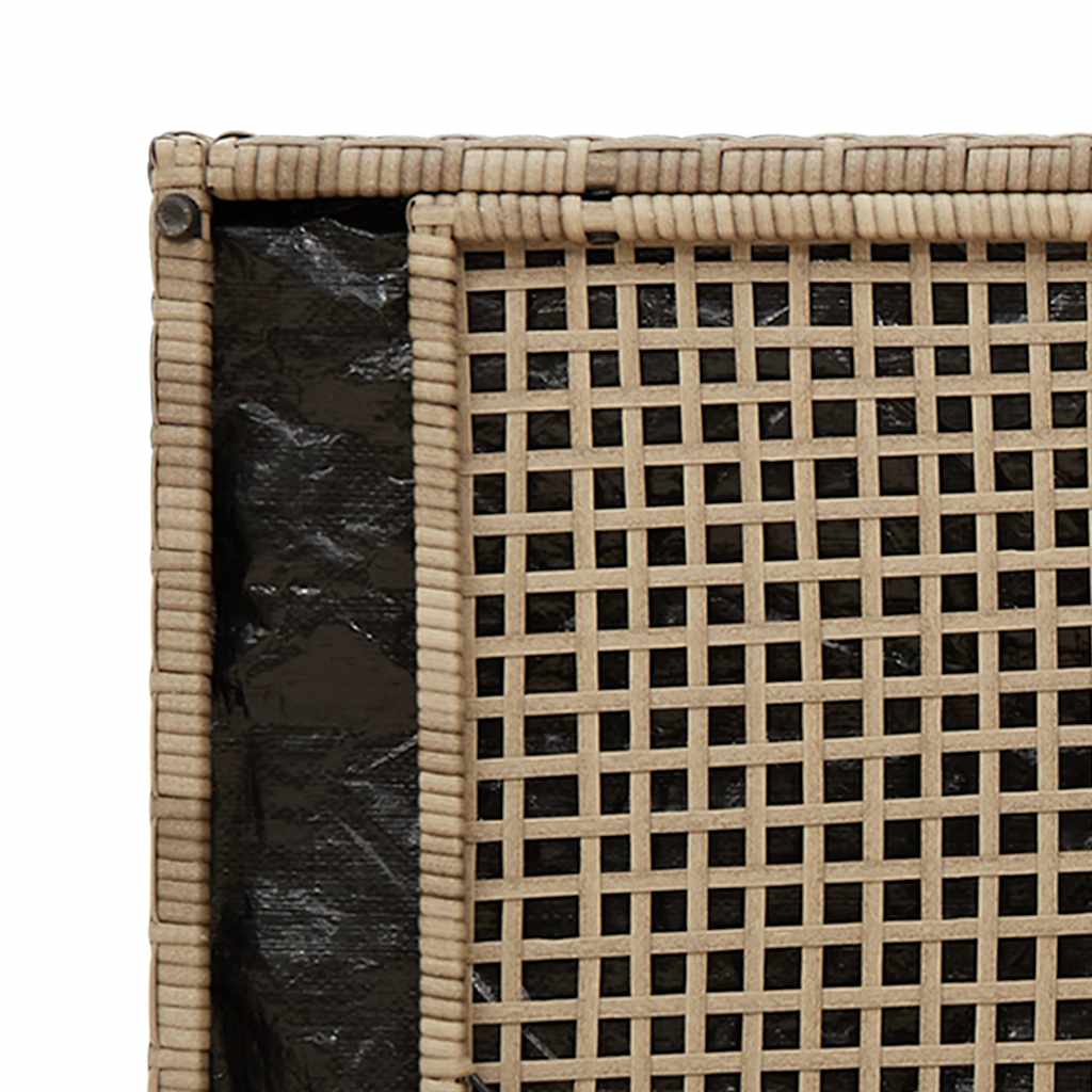 bézs polyrattan kültéri tárolópad párnával 100 cm