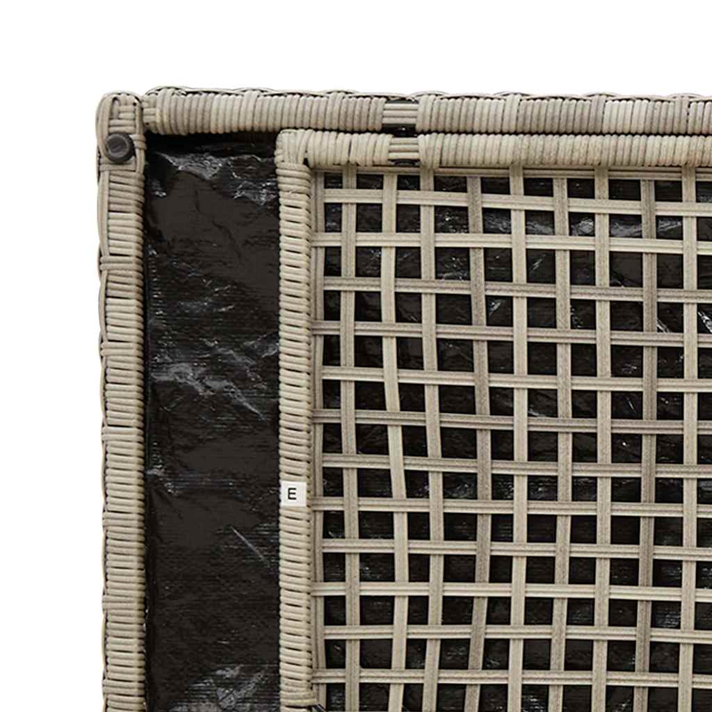 világosszürke polyrattan kültéri tárolópad párnával 100 cm