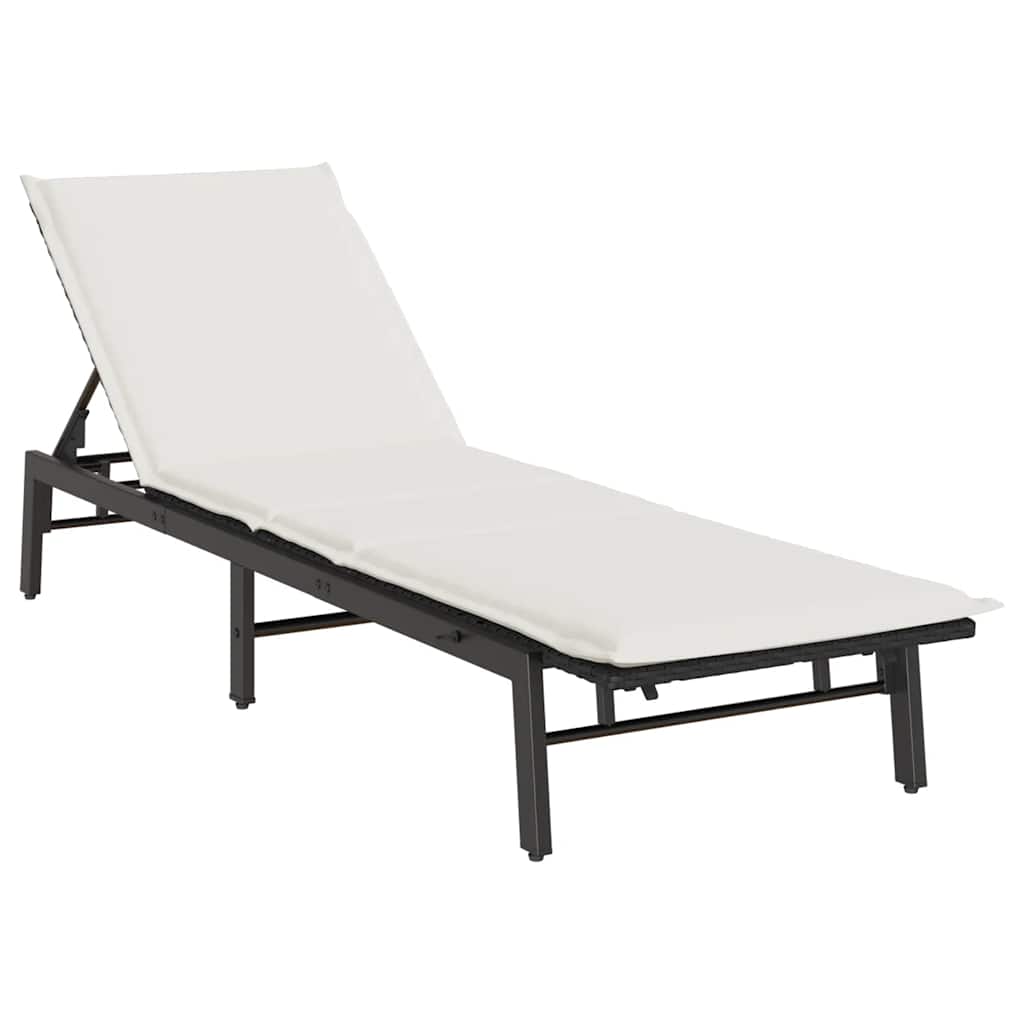 fekete polyrattan napozóágy párnával
