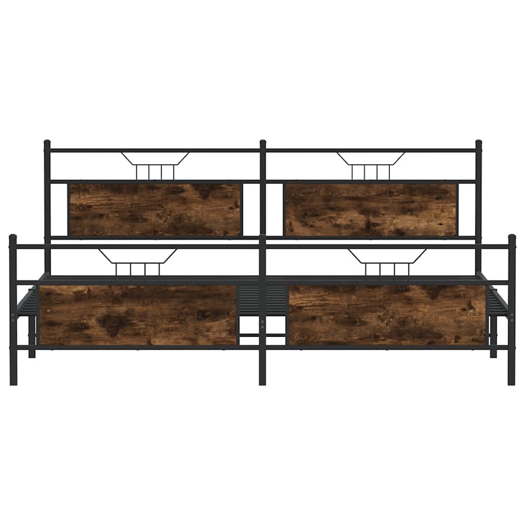 füstös tölgy színű fém ágykeret matrac nélkül 200 x 200 cm