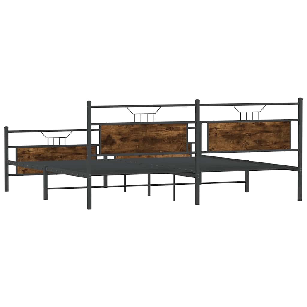 füstös tölgy színű fém ágykeret matrac nélkül 200 x 200 cm