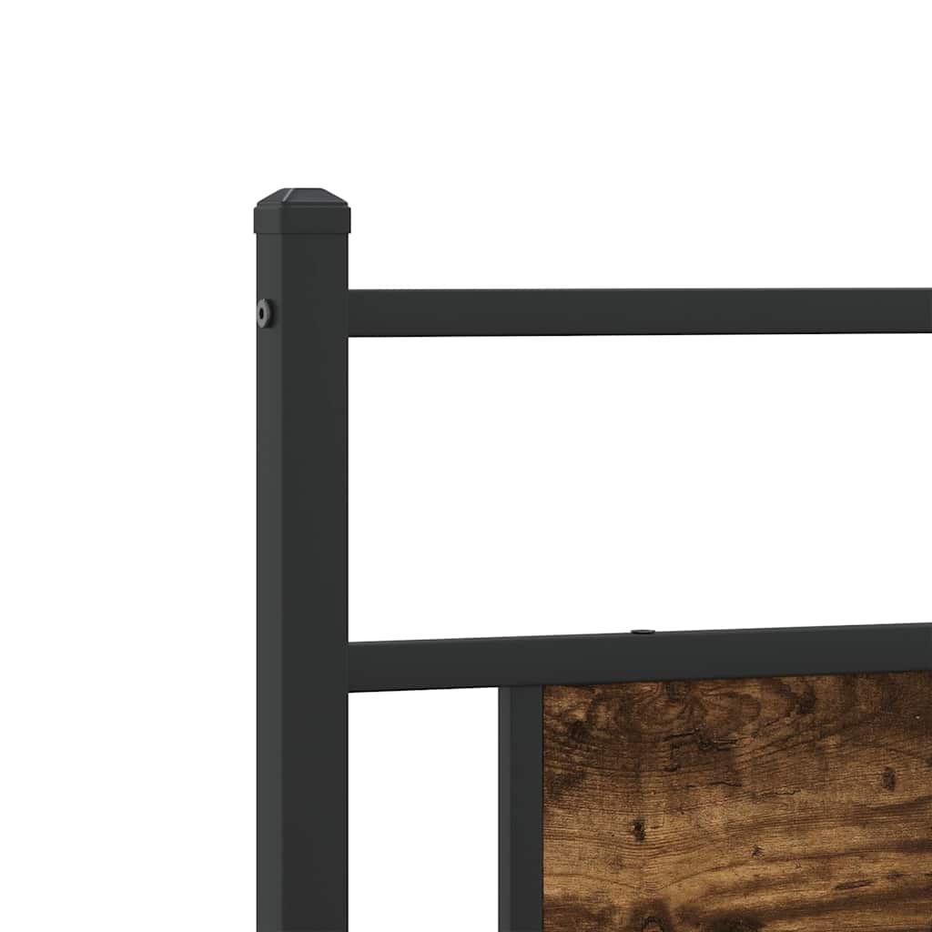 füstös tölgy színű fém ágykeret matrac nélkül 200 x 200 cm