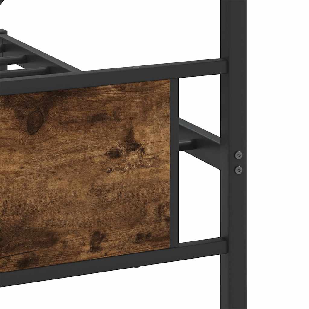 füstös tölgy színű fém ágykeret matrac nélkül 200 x 200 cm
