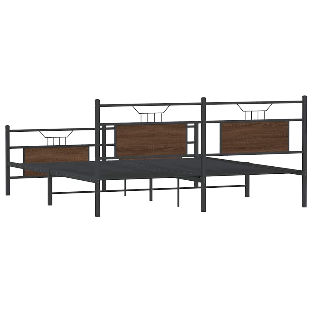 barna tölgy színű fém ágykeret matrac nélkül 180 x 200 cm