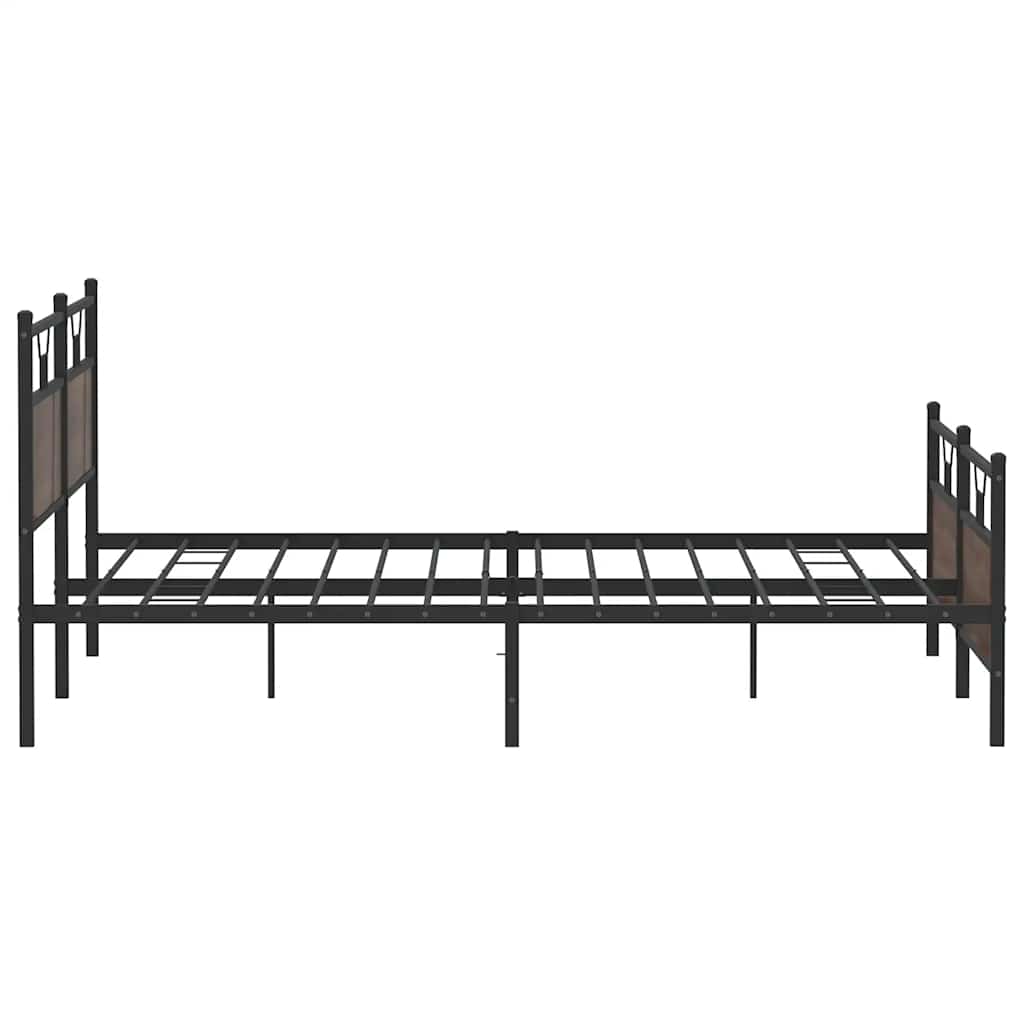 barna tölgy színű fém ágykeret matrac nélkül 200 x 200 cm