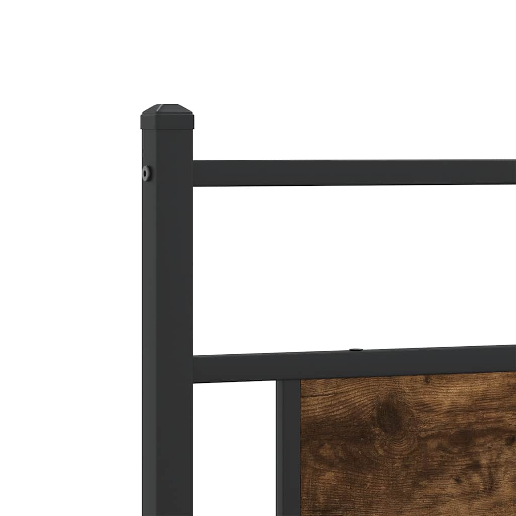 füstös tölgy színű fém ágykeret matrac nélkül 200 x 200 cm