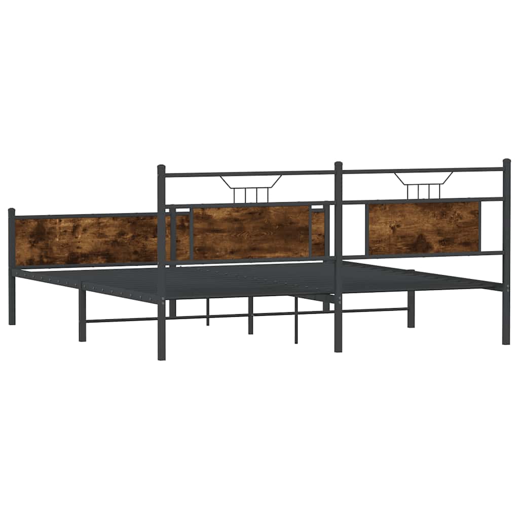 füstös tölgy színű fém ágykeret matrac nélkül 180 x 200 cm