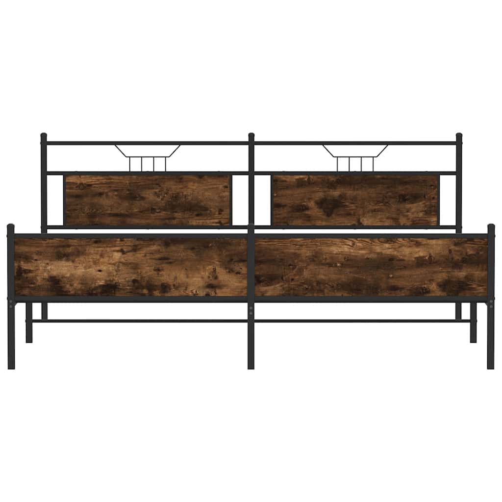 füstös tölgy színű fém ágykeret matrac nélkül 200 x 200 cm