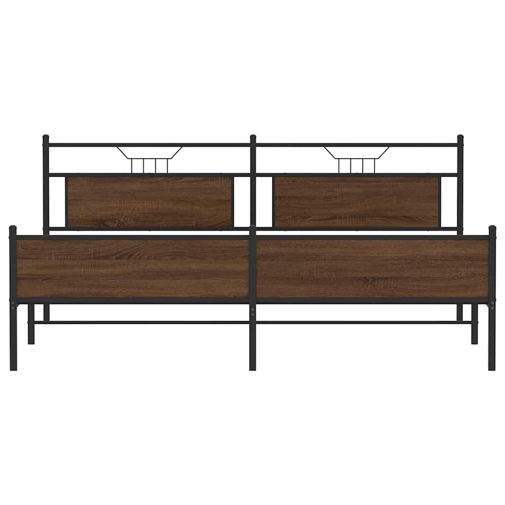 barna tölgy színű fém ágykeret matrac nélkül 200 x 200 cm