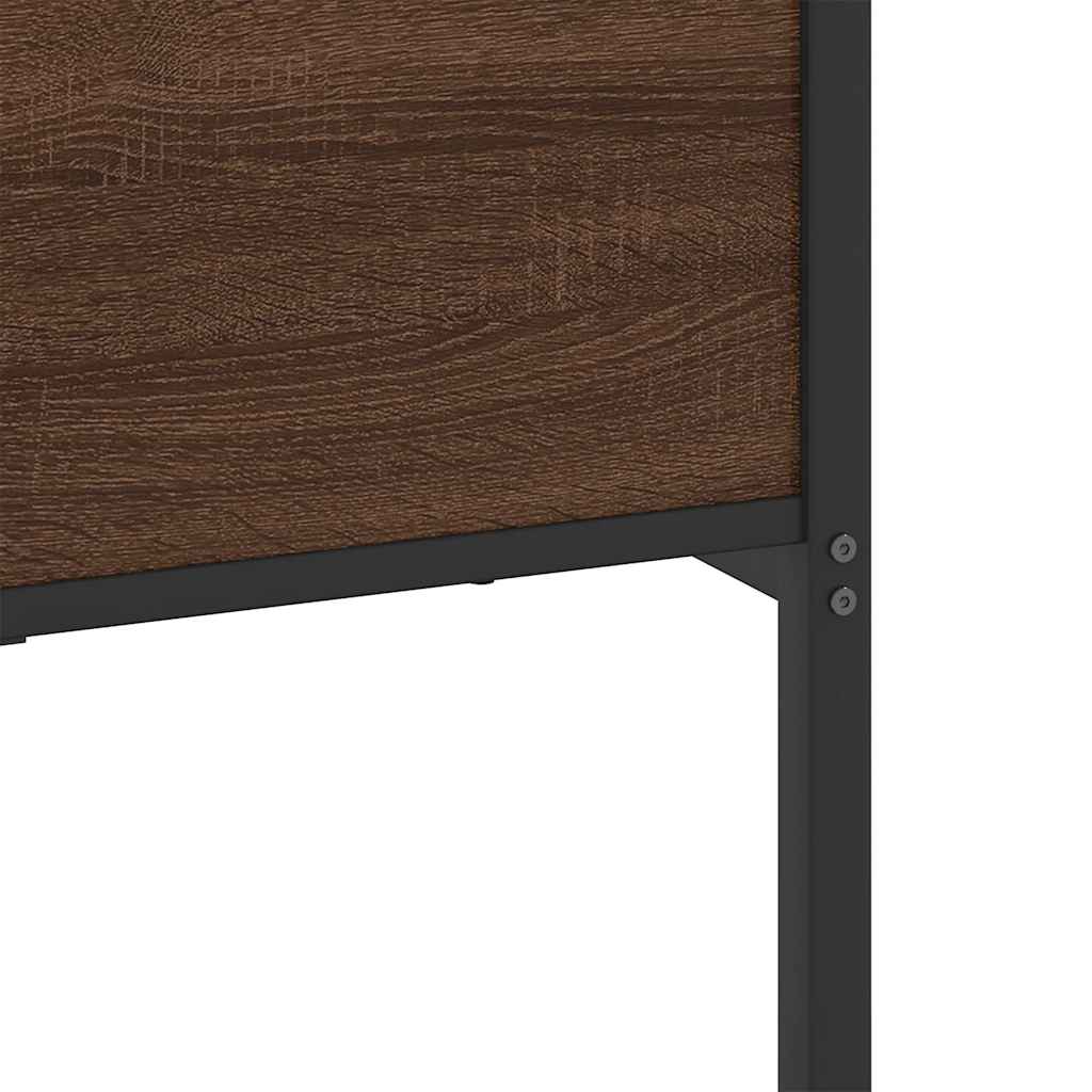 barna tölgy színű fém ágykeret matrac nélkül 200 x 200 cm