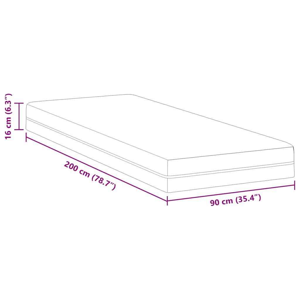 Memóriahabos matracok Közepes 90 x 200 cm Fehér és Szürke
