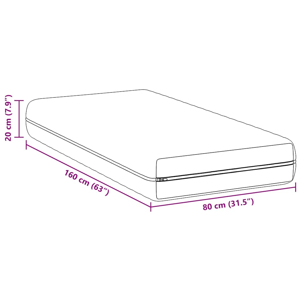 Matrac Fehér 80 x 160 cm Zsebmátrac