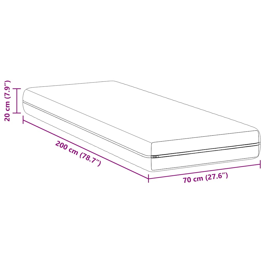 Matrac Fehér 70 x 200 cm Zsebmátrac