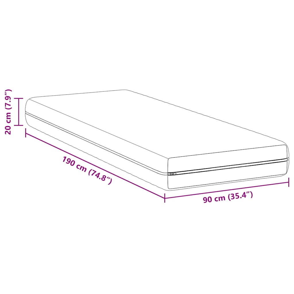 Matrac Fehér 90 x 190 cm Zsebmátrac