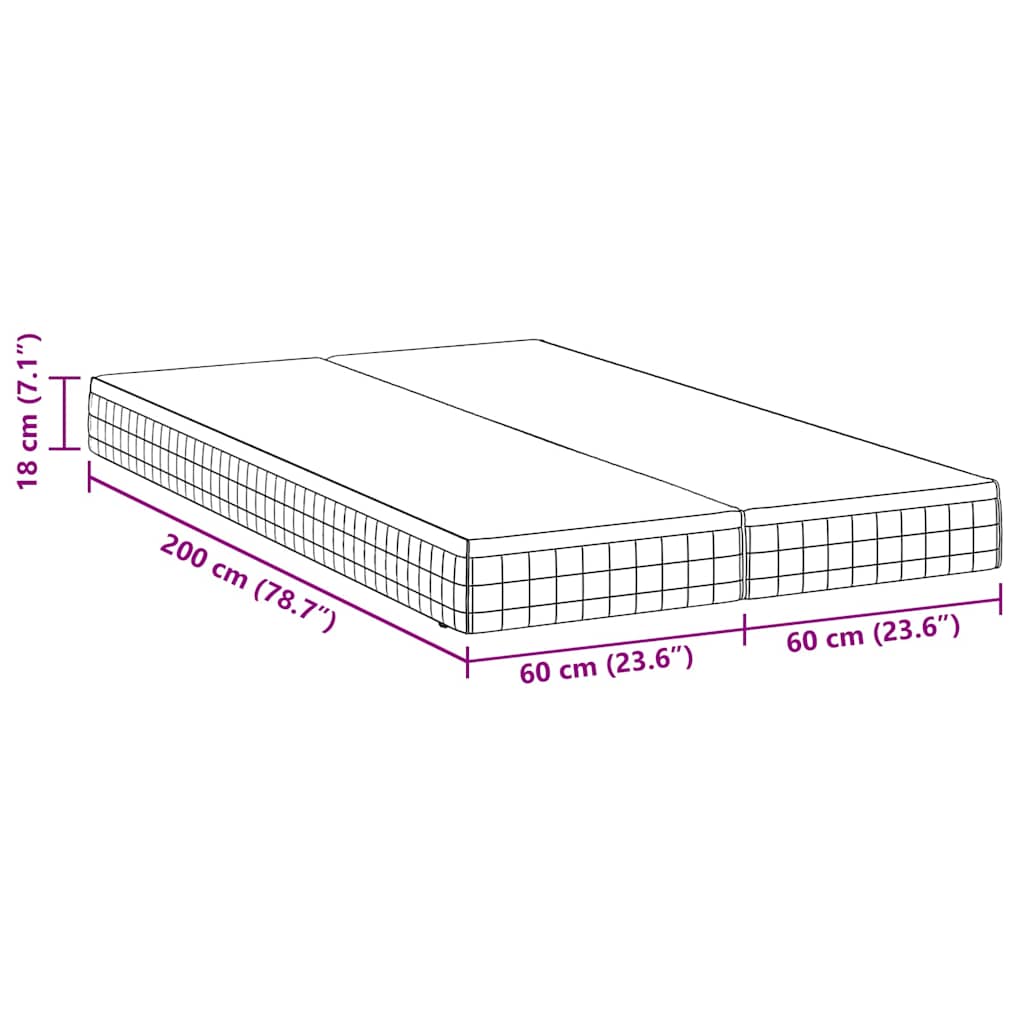 Matrac 2 pcs Fehér és Szürke 60 x 200 cm Bonell Rugó