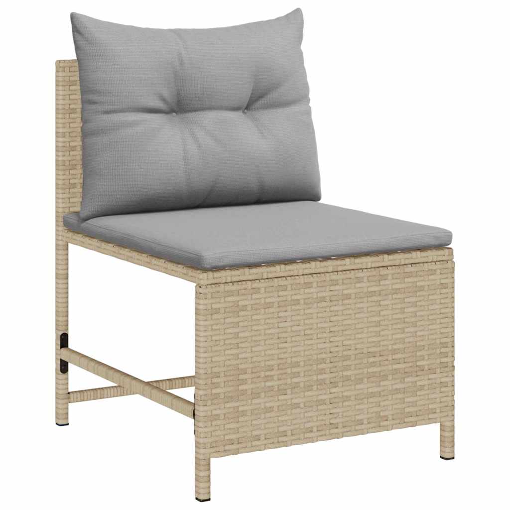 Kerti Kanapé Szett 6 pcs Beige és Világosszürke polirattan