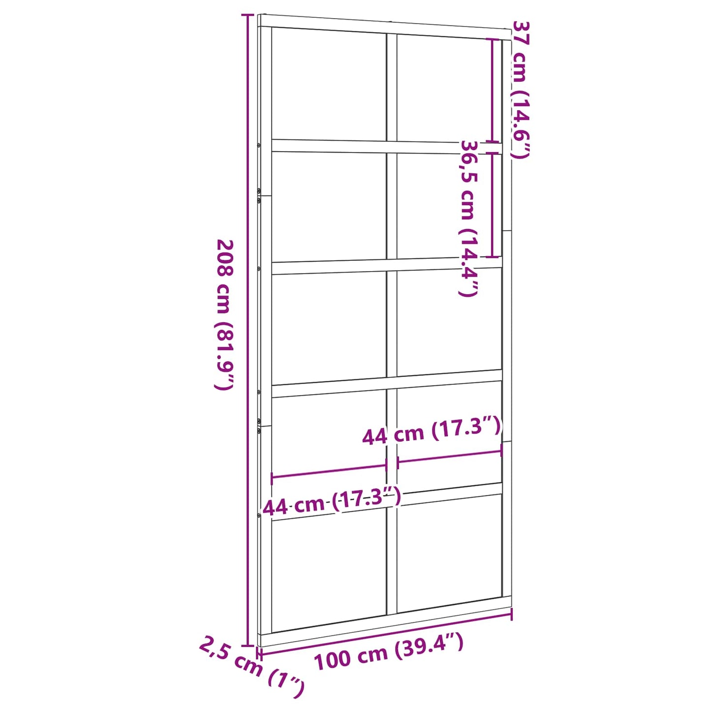 Istállóajtó Viaszbarna 100 x 208 cm Tömör Fenyőfa