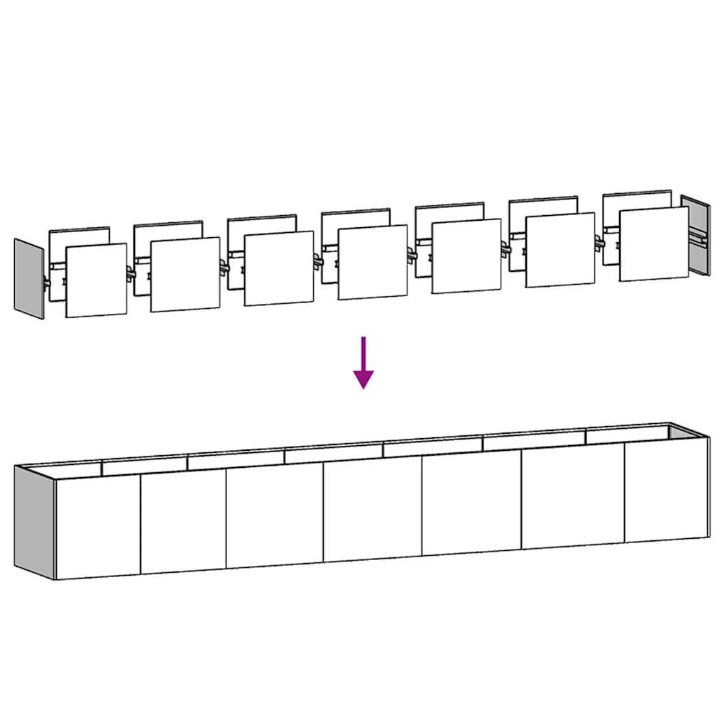 növénytartó 280x40x40 cm rozsdamentes acélból
