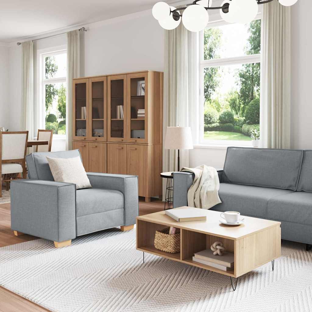 Kanapé 3 pcs Világosszürke 220 x 80 x 84 cm Lábbal kevert anyag