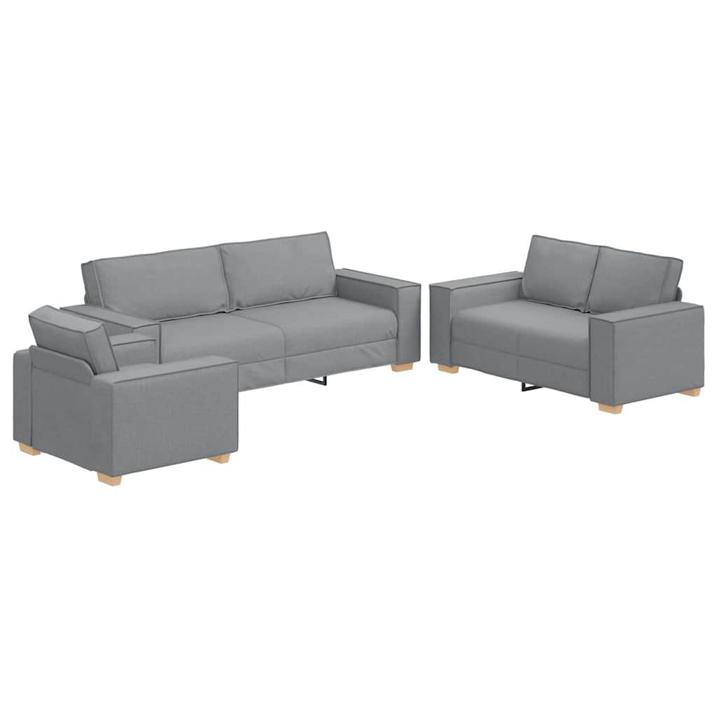 Kanapé 3 pcs Világosszürke 220 x 80 x 84 cm Lábbal kevert anyag