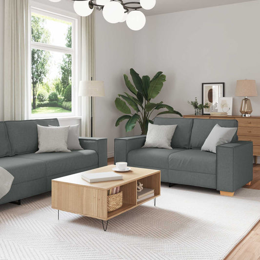 Kanapé 3 pcs Sötétszürke 220 x 80 x 84 cm Lábbal kevert anyag