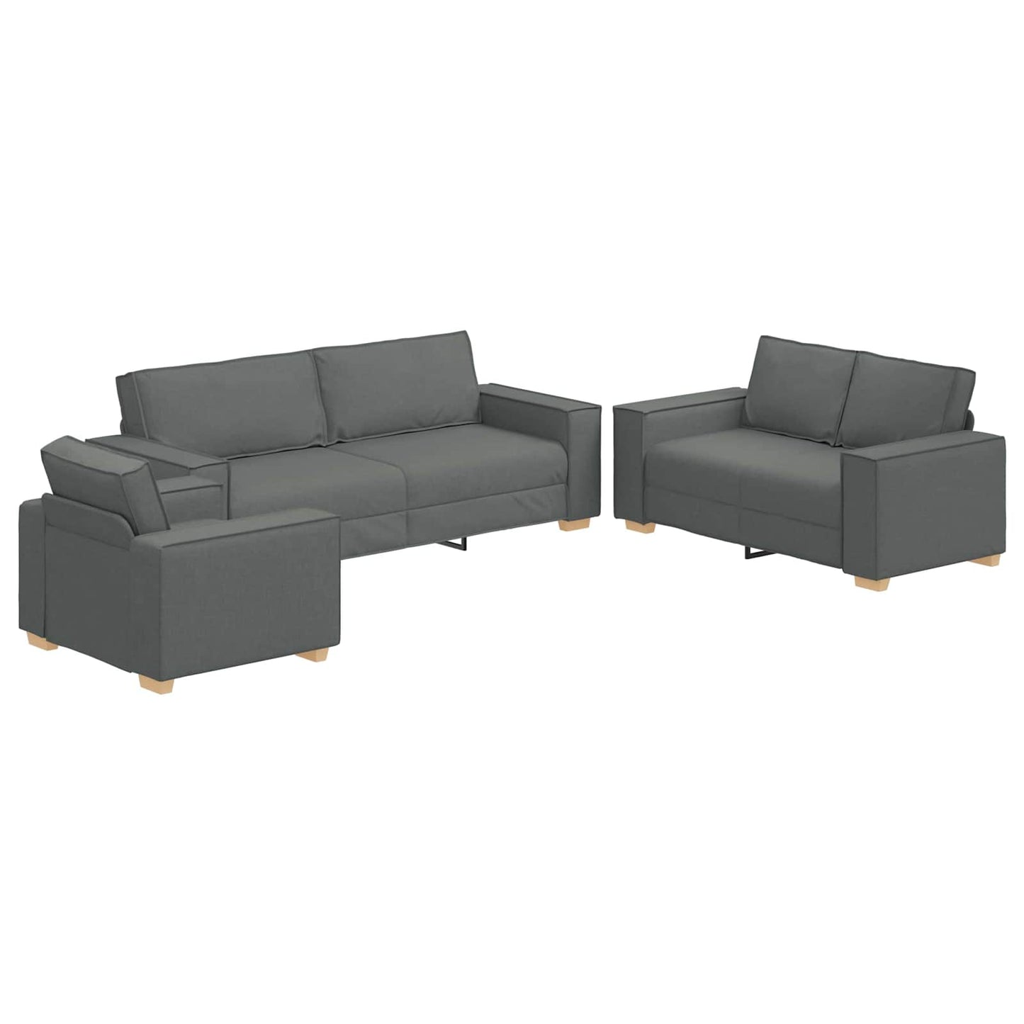 Kanapé 3 pcs Sötétszürke 220 x 80 x 84 cm Lábbal kevert anyag