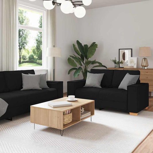 Kanapé 3 pcs Fekete 220 x 80 x 84 cm Lábbal kevert anyag