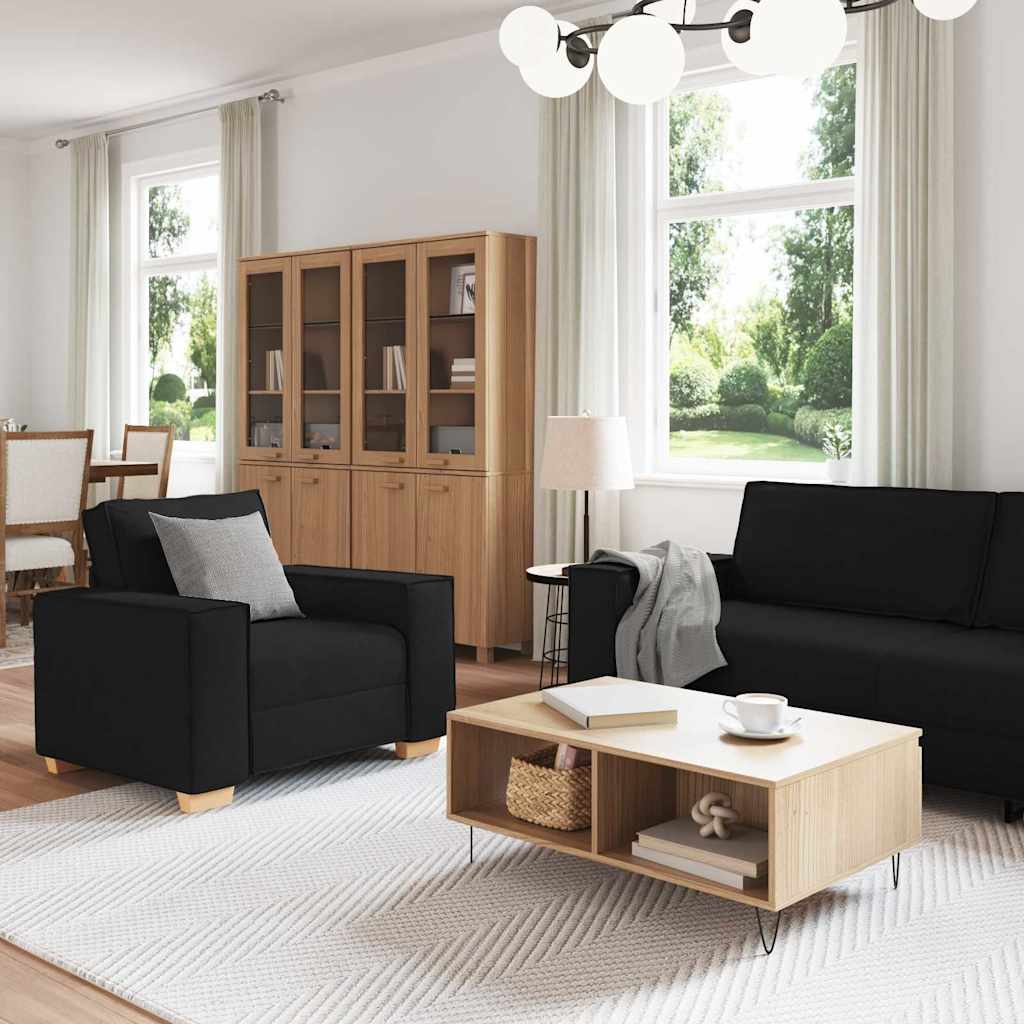 Kanapé 3 pcs Fekete 220 x 80 x 84 cm Lábbal kevert anyag