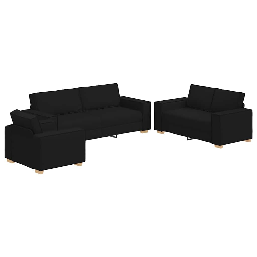 Kanapé 3 pcs Fekete 220 x 80 x 84 cm Lábbal kevert anyag