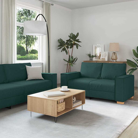 Kanapé 3 pcs Sötétzöld 220 x 80 x 84 cm Lábbal kevert anyag