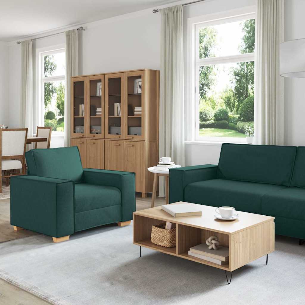 Kanapé 3 pcs Sötétzöld 220 x 80 x 84 cm Lábbal kevert anyag