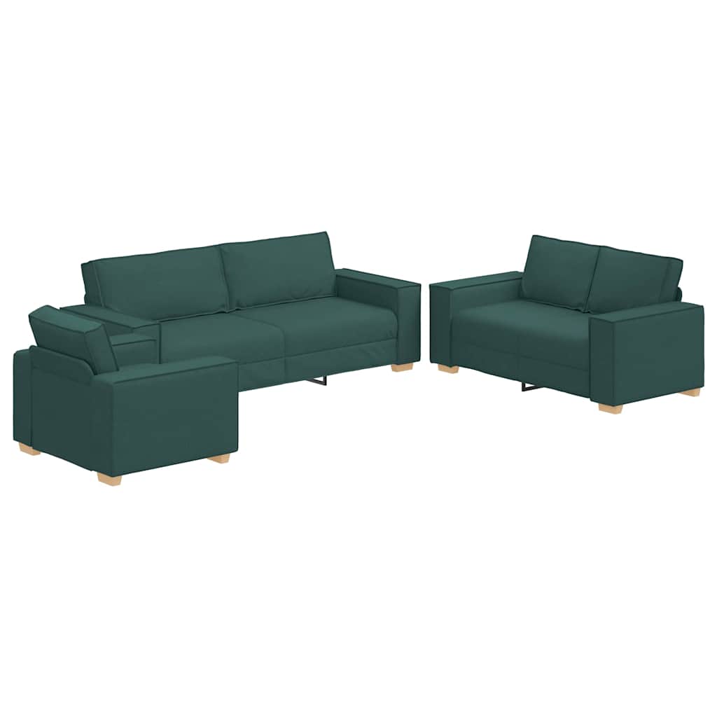 Kanapé 3 pcs Sötétzöld 220 x 80 x 84 cm Lábbal kevert anyag