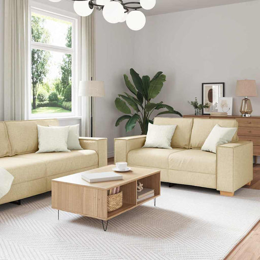 Kanapé 3 pcs Krém 220 x 80 x 84 cm Lábbal kevert anyag