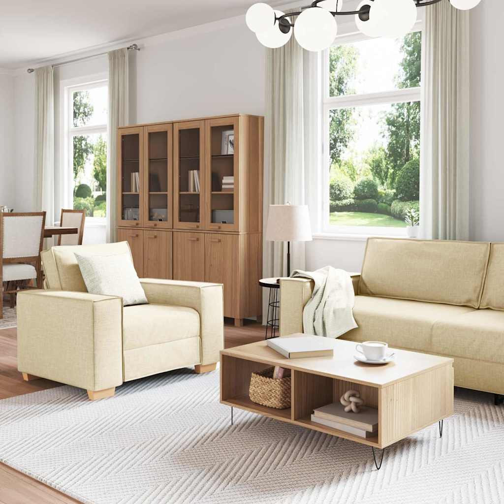 Kanapé 3 pcs Krém 220 x 80 x 84 cm Lábbal kevert anyag